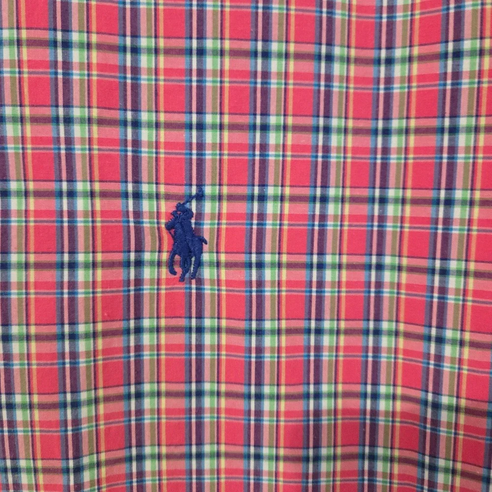 Polo Ralph Lauren Button Down Mens XXL Pink Plaid Cotton Long Sleeve